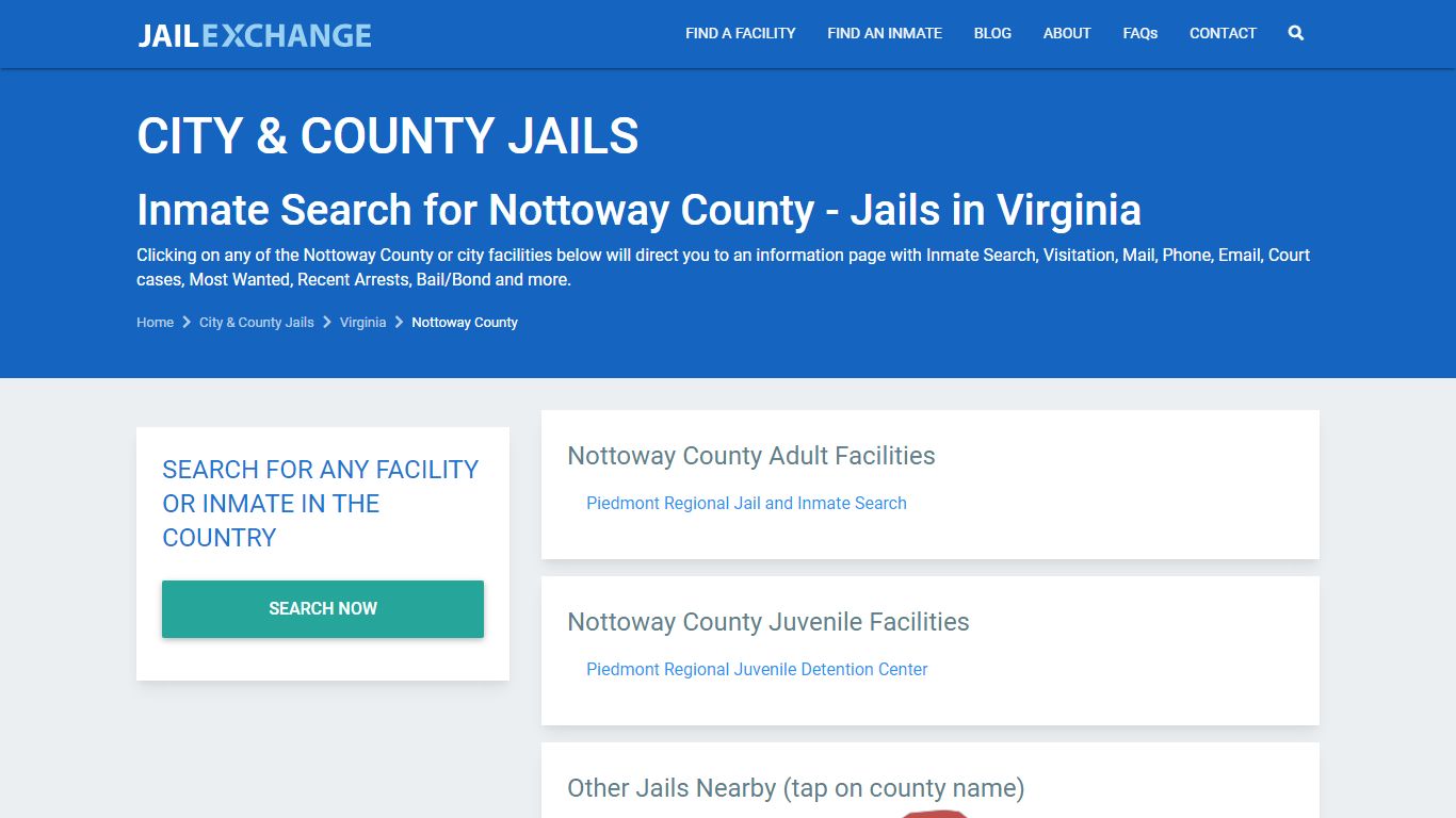 Piedmont Regional Jail - Nottoway Visitation | Mail ...