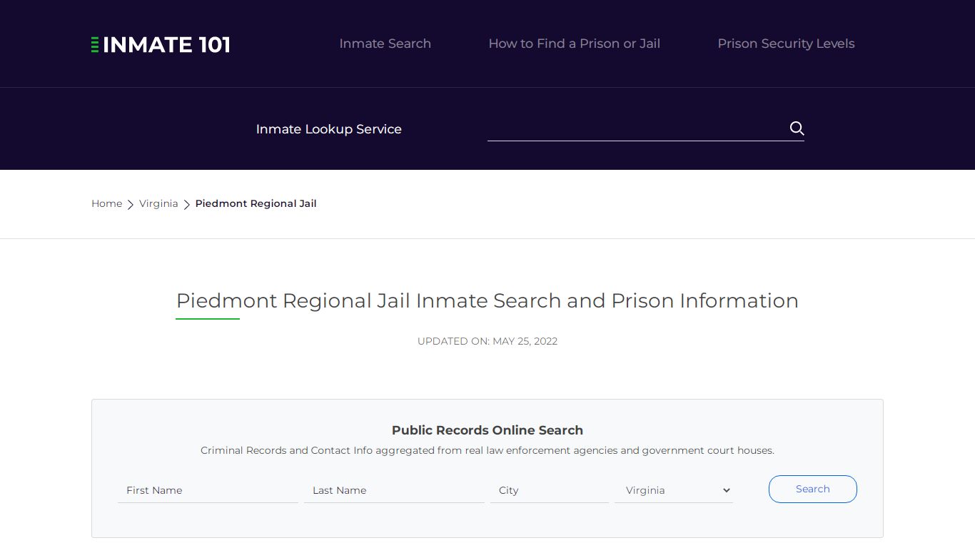 Piedmont Regional Jail Inmate Search, Visitation, Phone no ...